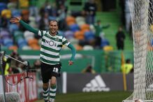 Bas Dost celebra golo inaugural do Sporting contra o Astana