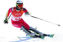 Arthur Hanse em ação  na prova de esqui  alpino realizada ontem