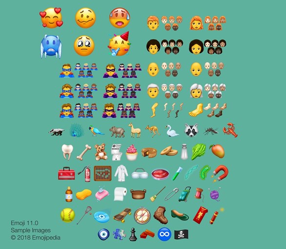 Lista dos novos emojis 