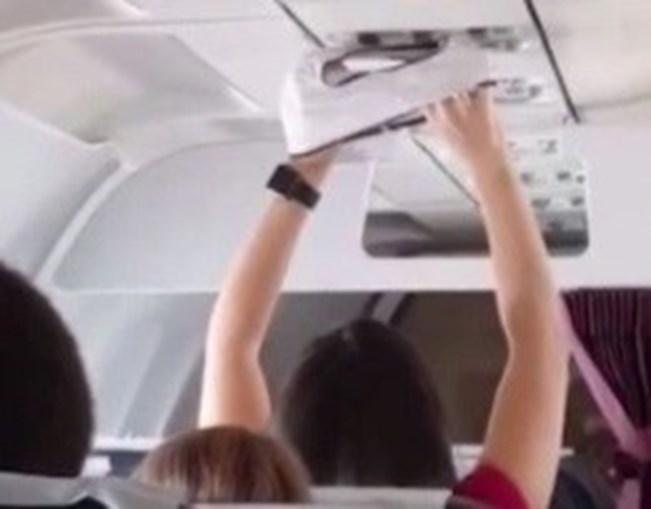 Vídeo mostra mulher a secar cuecas durante voo