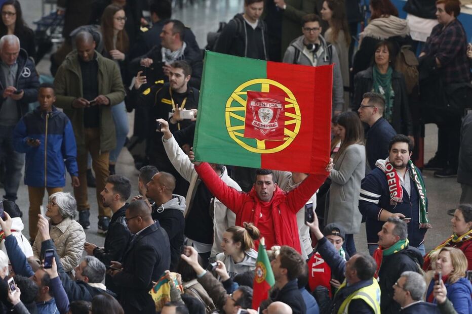 Chegada dos campeões europeus de futsal ao aeroporto de Lisboa