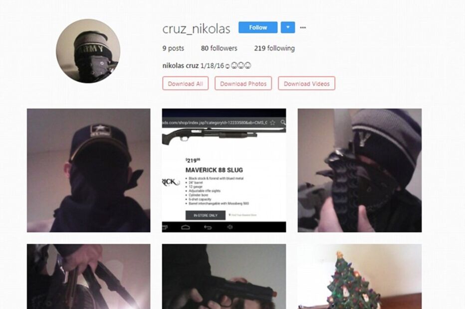 Nikolas Cruz mostrava-se muito violento nas redes sociais