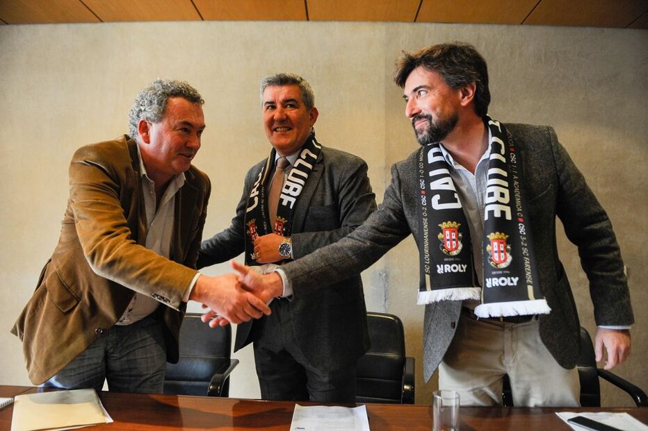 Jorge Reis (Caldas SC); Tinta Ferreira (Presidente da Câmara Caldas da Rainha) e Pedro Raposo (Vereador) ,