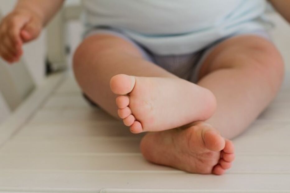 bebé, pés, criança