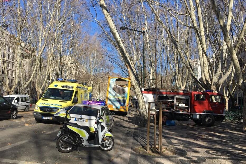 Autocarro com turistas choca com árvore da Avenida da Liberdade