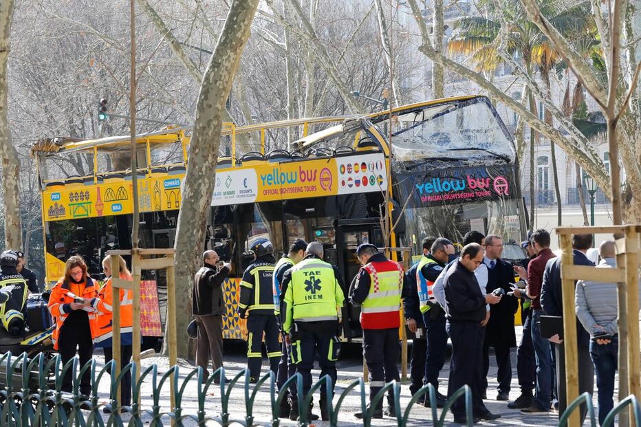  Autocarro com turistas choca com árvore da Avenida da Liberdade
