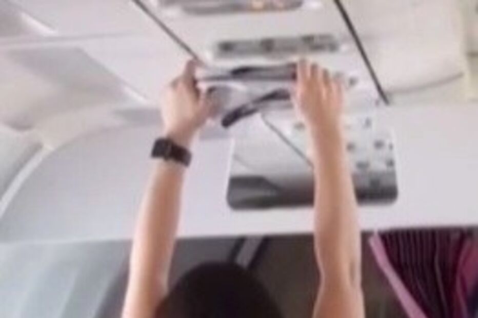 Vídeo mostra mulher a secar cuecas durante voo