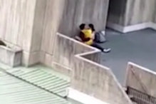 Sexo, universidade, estudantes, terraço, escola, filmagens