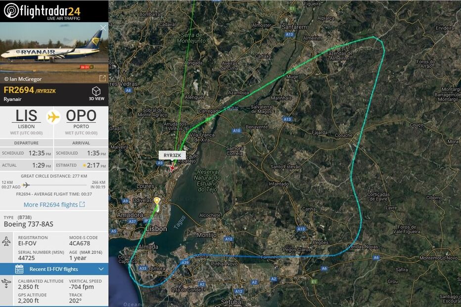 Aterragem de emergência em Lisboa