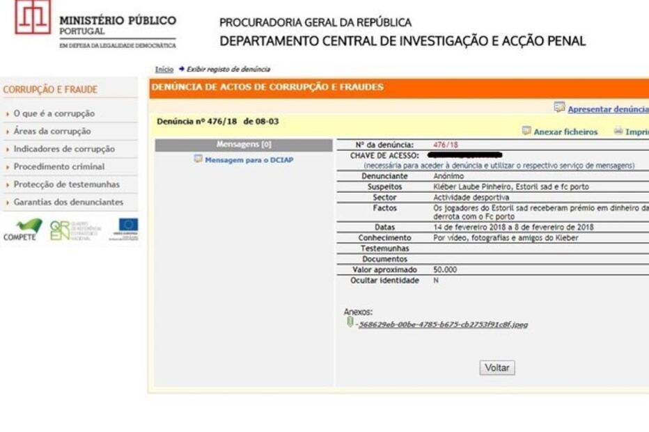 Queixa anónima contra Kléber no DCIAP