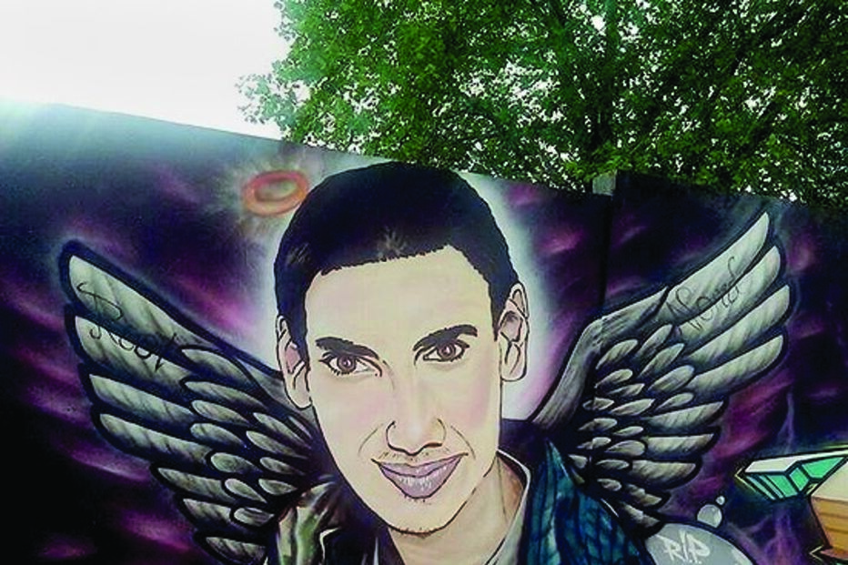 Grafíti em homenagem a João Dias, que era conhecido pela alcunha ‘Nord’, junto a uma escola, em Matosinhos