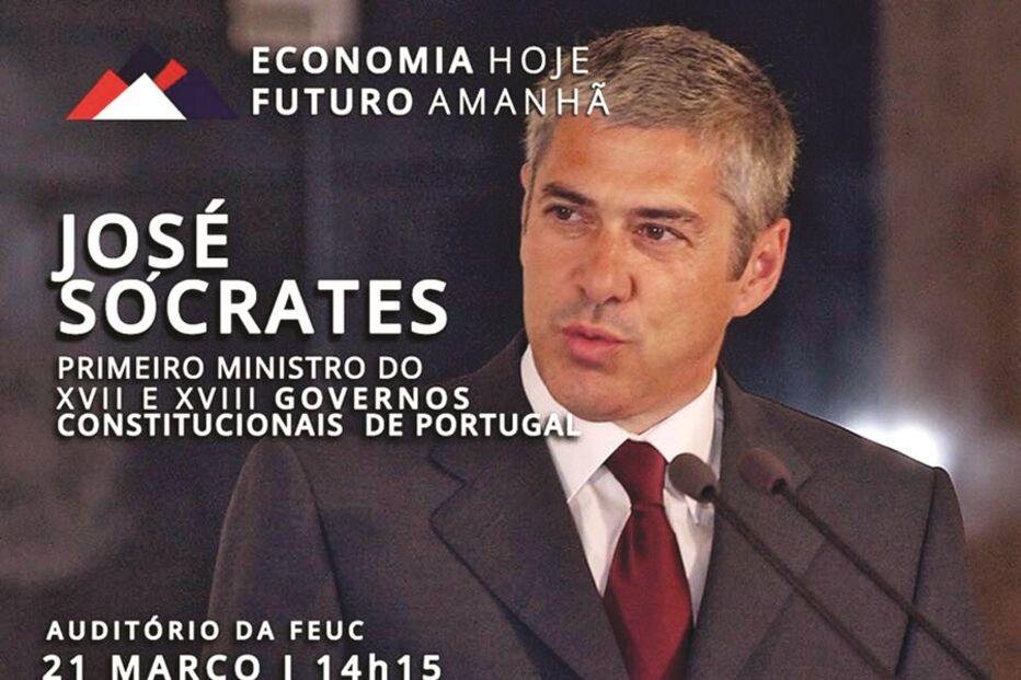 O cartaz de promoção à palestra de José Sócrates