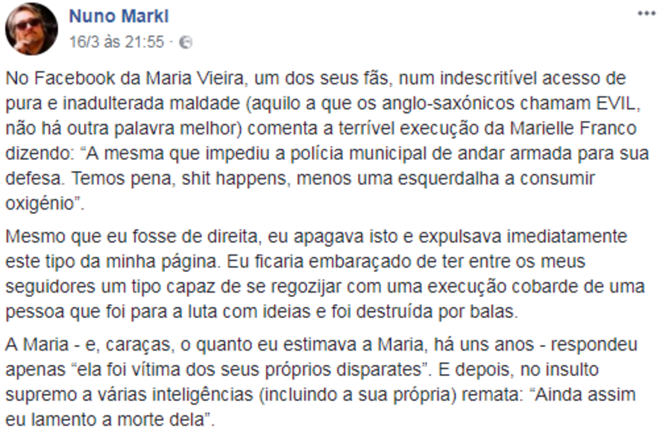 Primeiro comentário de Nuno Markl