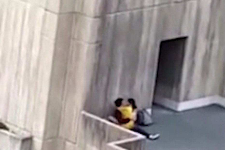 Sexo, universidade, estudantes, terraço, escola, filmagens