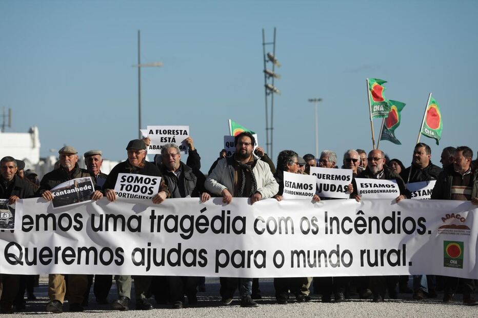 Protesto de movimento de vítimas dos fogos de Midões, em fevereiro de 2018