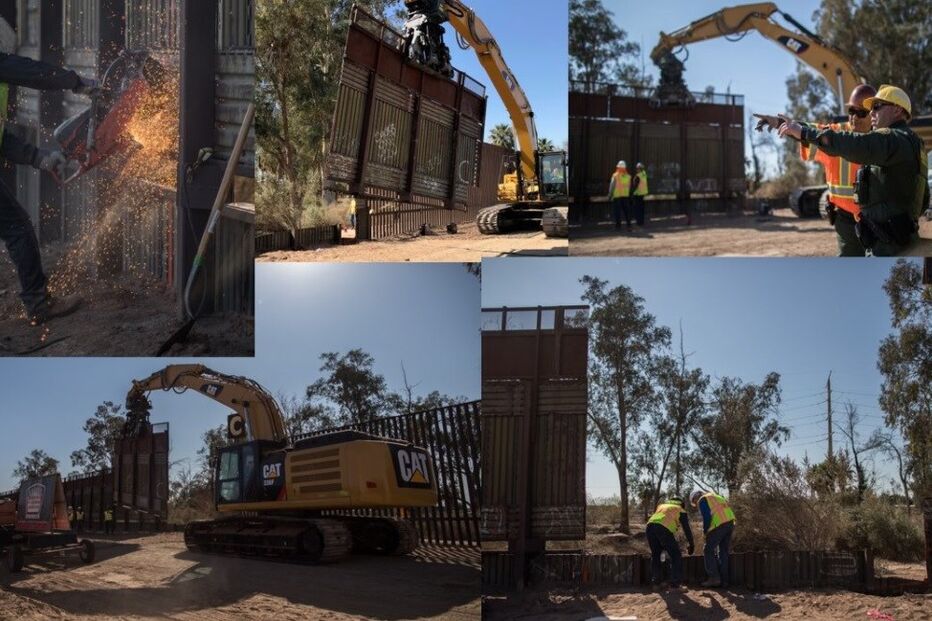 Construção do muro que divide México e EUA