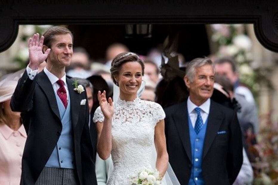 David Mathews (à direita) no casamento do filho James com Pippa Middleton