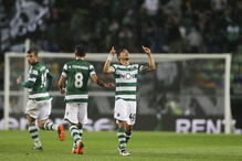 Fredy Montero celebra o primeiro golo do Sporting