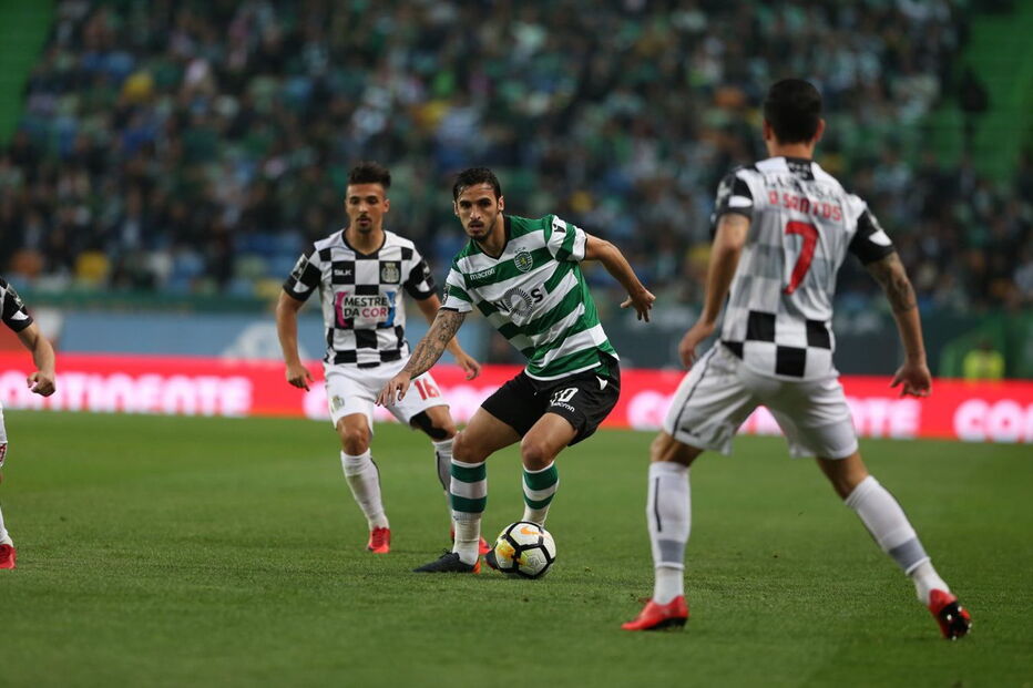 Jogadores em ação no Sporting-Boavista