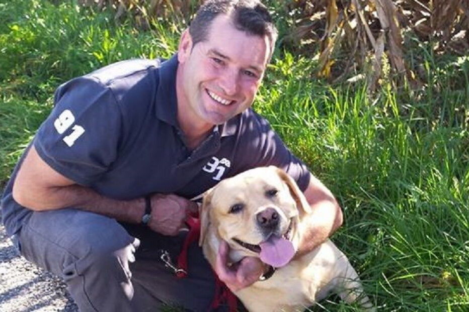 Américo Reis com o cão