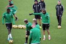Jogadores do Sporting durante um treino