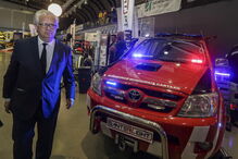 Eduardo Cabrita na apresentação do dispositivo de combate a incêndios, em Portimão