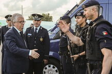 Eduardo Cabrita na apresentação do dispositivo de combate a incêndios, em Portimão