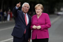 Ângela Merkel e António Costa no encontro oficial em Portugal