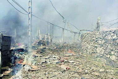 Destruição no local do rebentamento