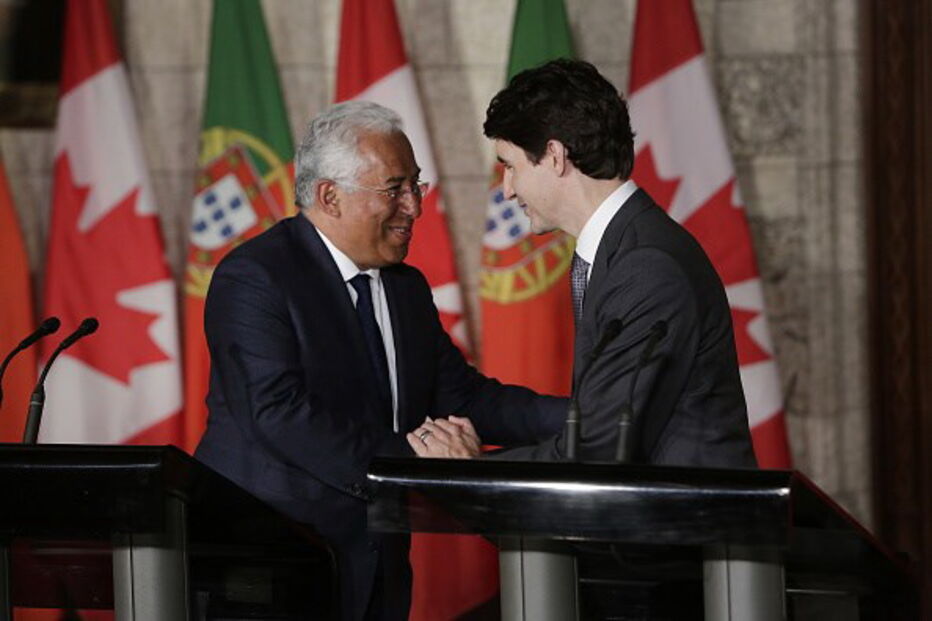 Justin Trudeau e António Costa durante visita oficial do primeiro-ministro ao Canadá