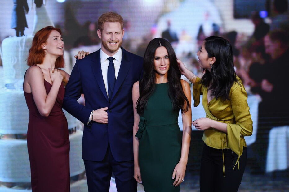 As figuras de cera de Meghan Markle e Harry no museu Madame Tussauds
