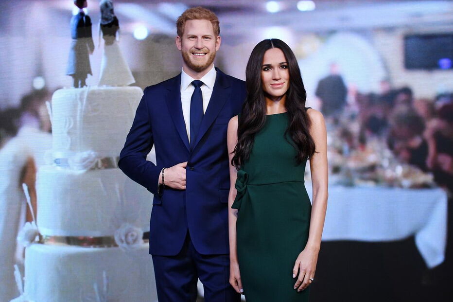 As figuras de cera de Meghan Markle e Harry no museu Madame Tussauds