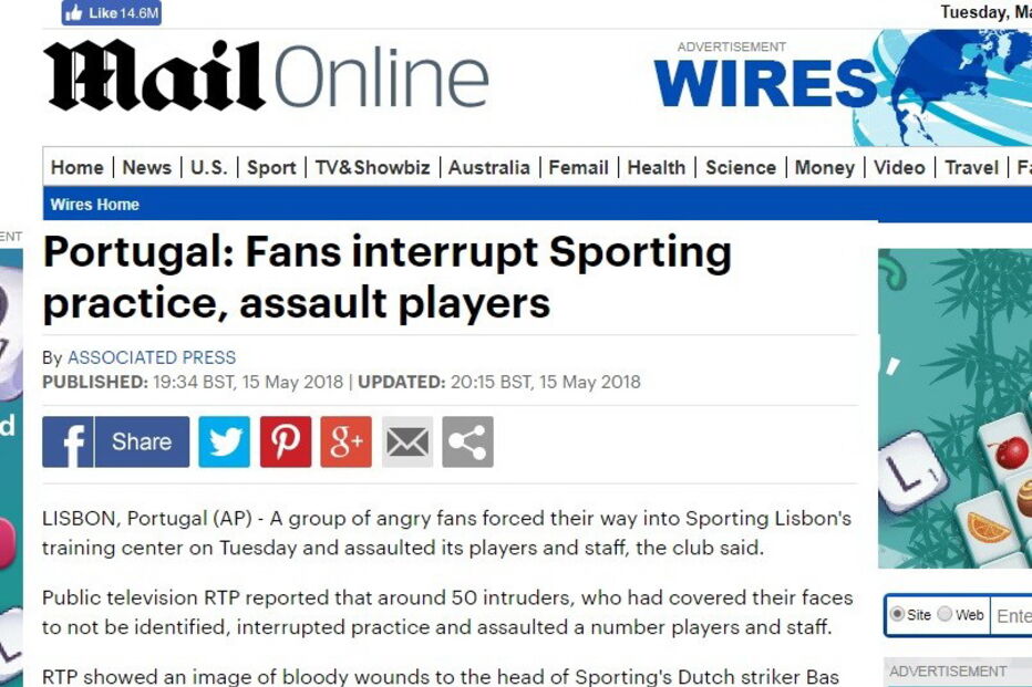 O jornal Daily Mail, um dos mais lidos em todo o mundo, noticia invasão de 