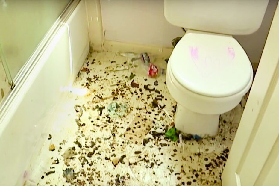 Casa de banho tinha fezes no chão 