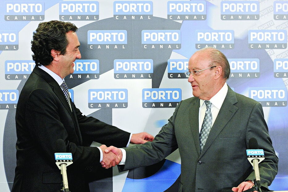Júlio Magalhães, diretor-geral do Porto Canal, com Pinto da Costa, presidente da SAD do FC Porto