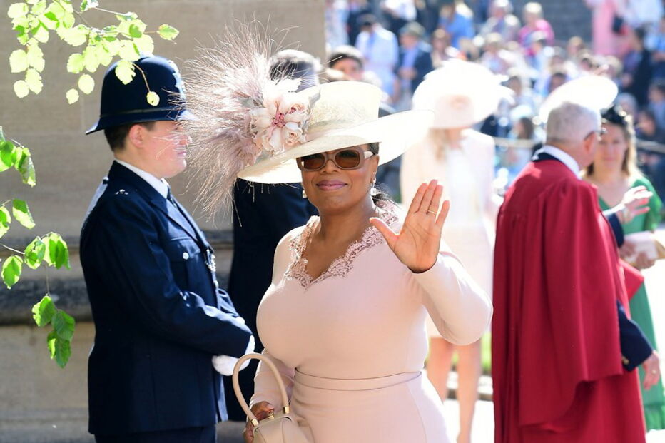 Oprah Winfrey na chegada ao casamento real	