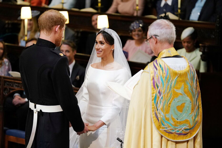 Harry e Meghan na capela de São Jorge