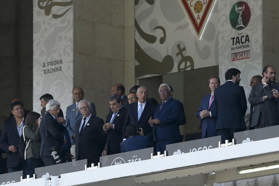O Presidente da República Marcelo Rebelo de Sousa e o primeiro-ministro António Costa durante esta tarde no Jamor