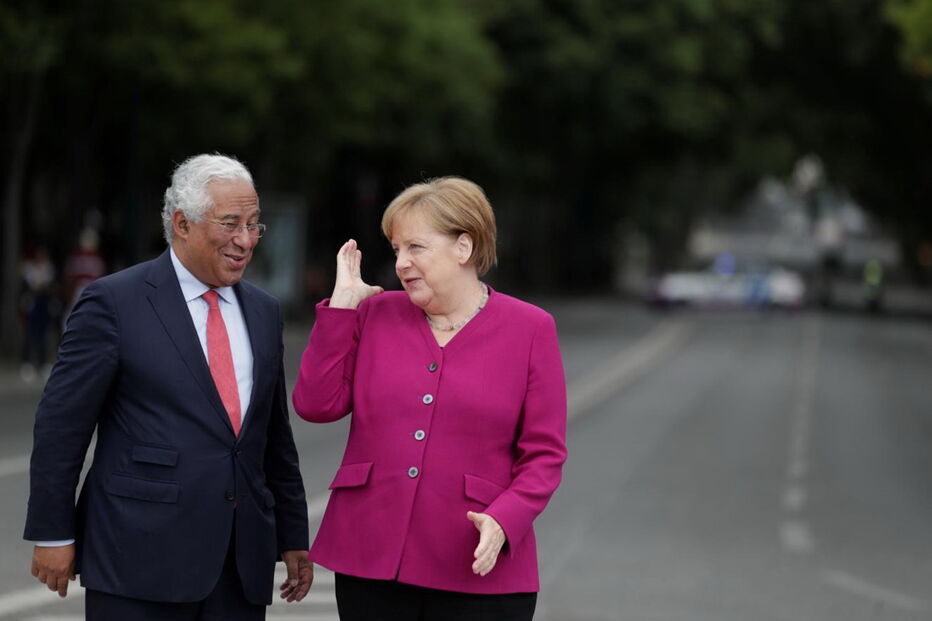 Ângela Merkel e António Costa no encontro oficial em Portugal