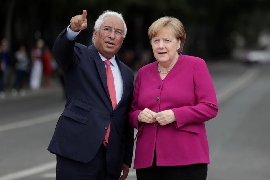 Ângela Merkel e António Costa no encontro oficial em Portugal