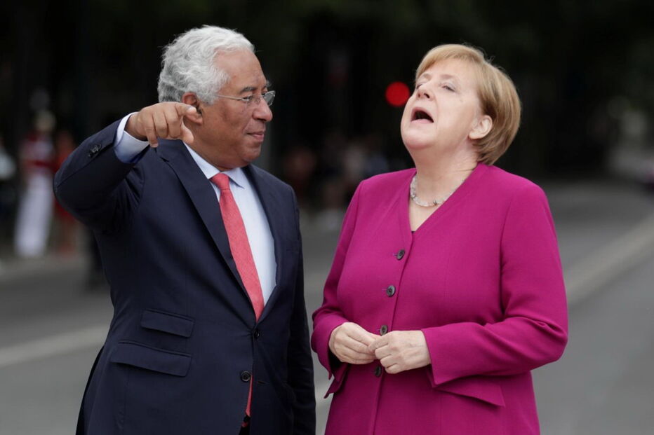 Ângela Merkel e António Costa no encontro oficial em Portugal