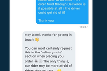 A troca de mensagens entre Demi e a empresa de entregas