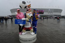 Zabivaka é uma mascote muito popular, que faz a delícia das crianças