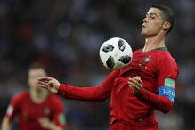 Ronaldo em ação no Portugal- Espanha, em Sochi