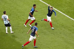 Griezmann comemora golo marcado à França no Mundial