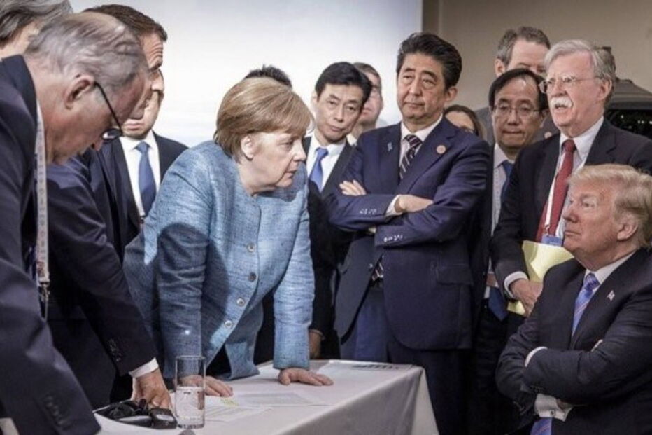 Fotografia de Merkel e Trump no G7 está a correr o mundo