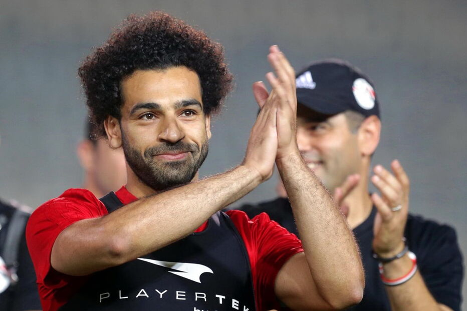 Salah com a seleção do Egito no Cairo