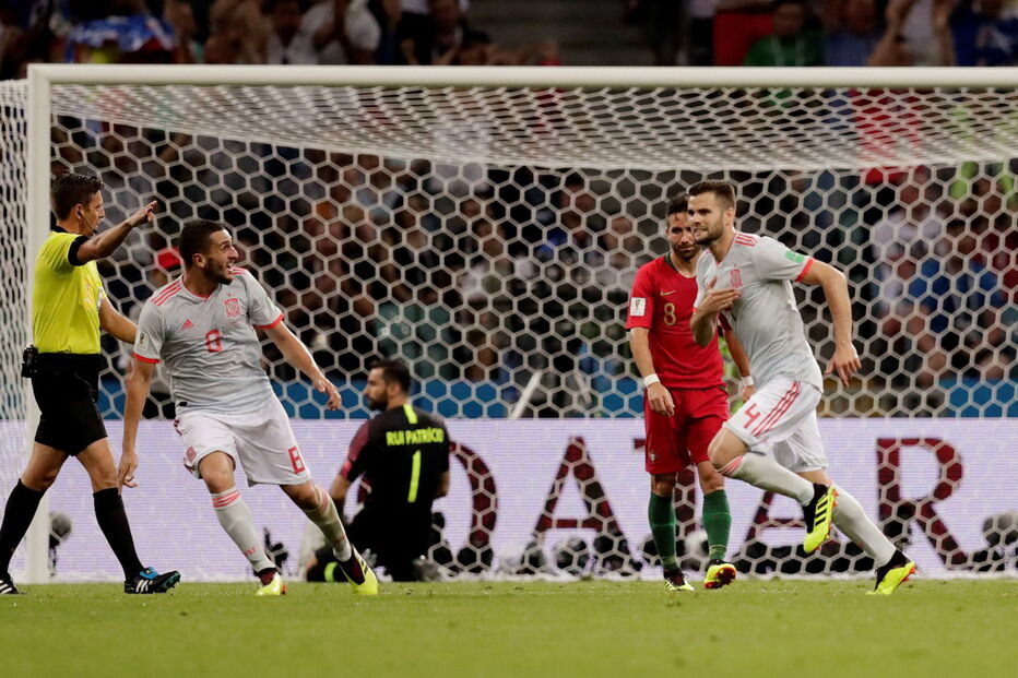 Nacho celebra golo marcado a Portugal 