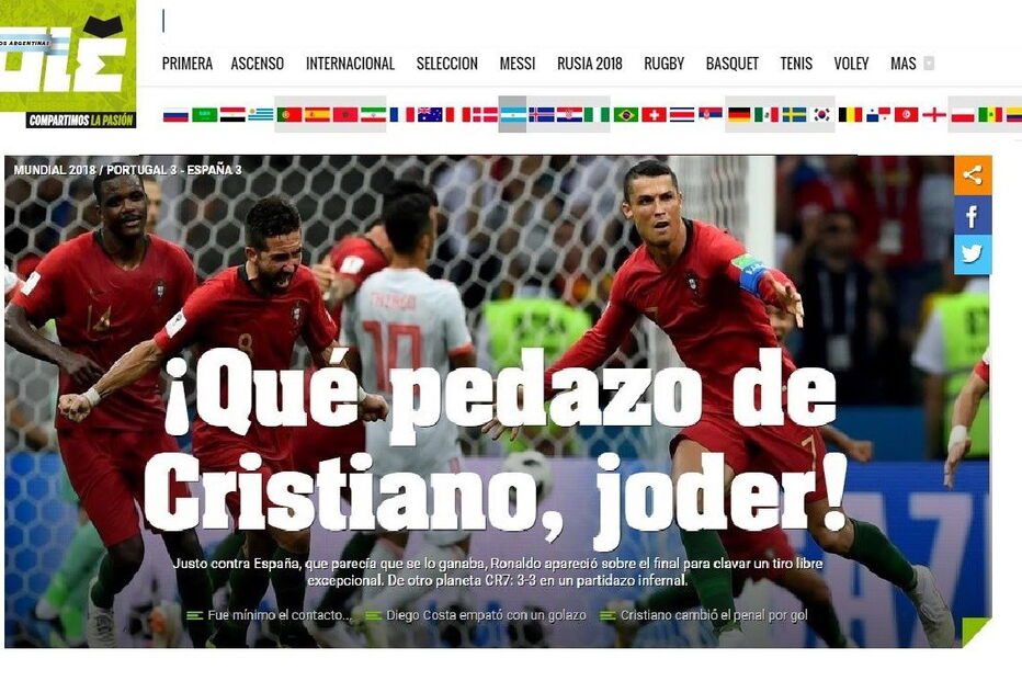 Jornal Ole, da Argentina