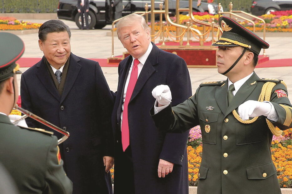 Donald Trump  com o presidente chinês Xi Jinping, durante a visita à China de novembro de 2017 